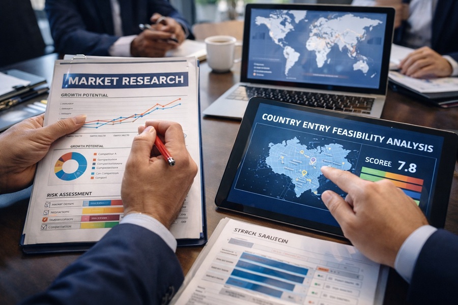 تحقیقات بازار و امکان‌سنجی ورود به کشور هدف
